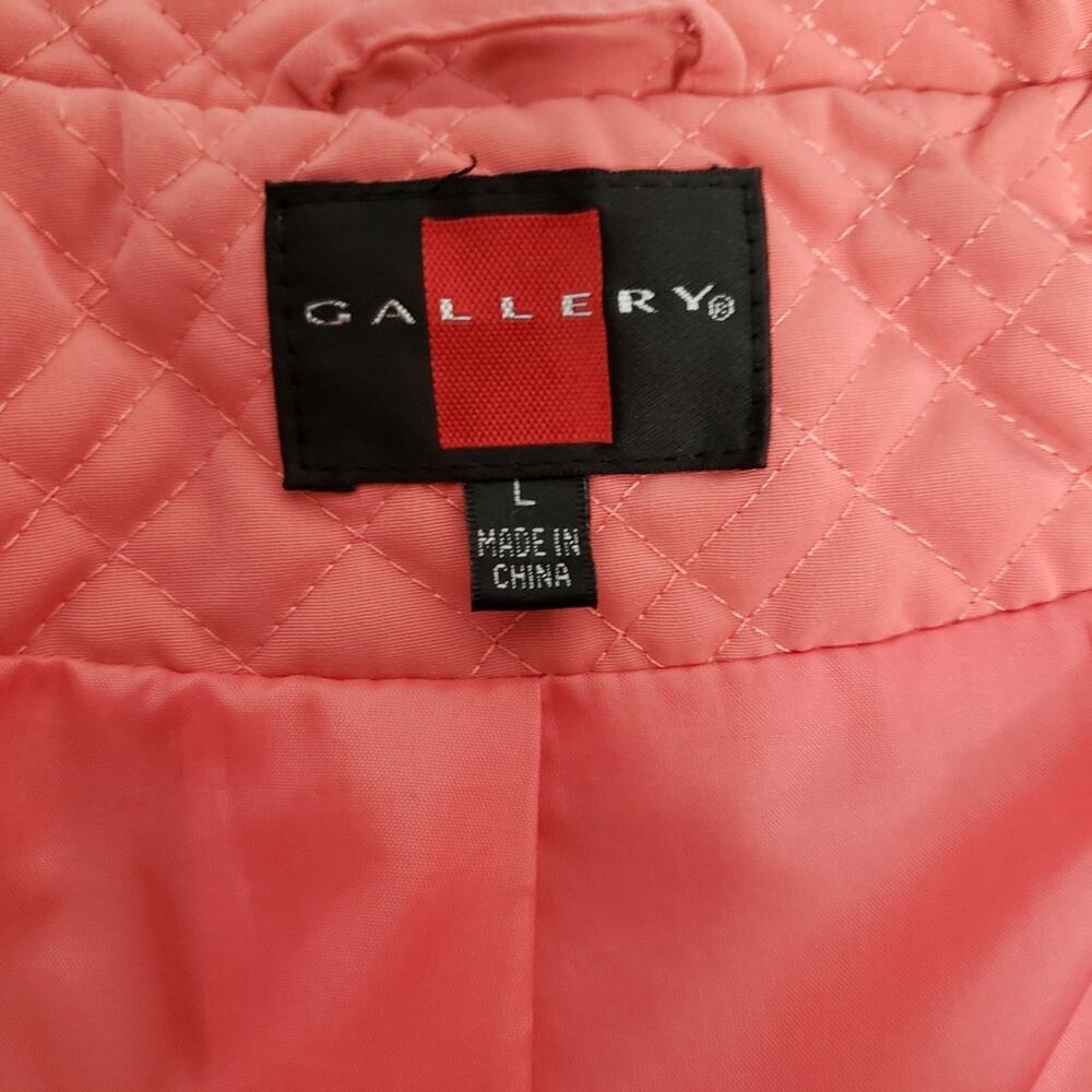 Gallery Coral Quilted Lined Lightweight Zip Blazer Jacket L - Picture 5 of 11